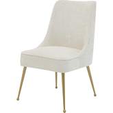 Cedric Dining Chair in Cream Fabric & Gold Steel (Set of 2)